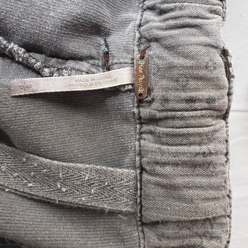 Free People Dark Gray Ankle Jeans with Red Drawstring - Picture 3 of 6